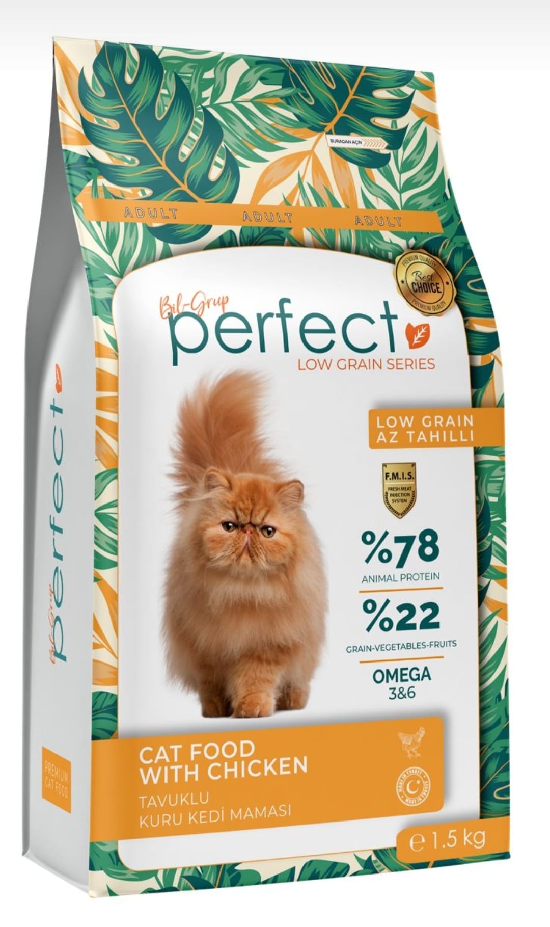 Perfect Az Tahıllı Süper Premium Tavuklu Kedi Maması 1.5 Kg